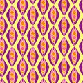 Seamless pattern with abstract geometric ornamental purple oval shapes on yellow