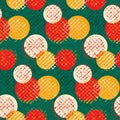 Seamless pattern, abstract repeat texture in retro style, geometric background with circles. Vector illustration Royalty Free Stock Photo