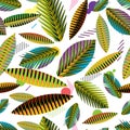 Seamless pattern, abstract geometric tropical leaves