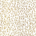 Seamless pattern with abstract gold simple elements, mosaic on a white background. Hand drawn doodle illustration with lines.