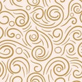Abstract hand drawn doodle thin line wavy seamless pattern.