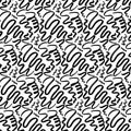 Seamless pattern with abstract hand drawn grunge black ink textured curly wavy lines. Vector background with twisted scribble. Royalty Free Stock Photo
