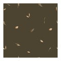 Seamless pattern with abstract leaves, grass, gold color on a brown background Royalty Free Stock Photo