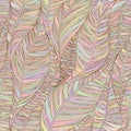 Seamless pattern with abstract linear leaves in pastel colors.