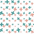 Abstract messy seamless pattern with pluses, crosses. Geometric background