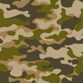 Seamless pattern. Abstract military or hunting camouflage background. Brown, green color. Vector illustration. repeated texture te Royalty Free Stock Photo