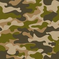 Seamless pattern. Abstract military or hunting camouflage background. Brown, green color. Vector illustration. repeated Royalty Free Stock Photo