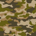 Seamless pattern. Abstract military or hunting camouflage background. Brown, green color. Vector illustration. repeated Royalty Free Stock Photo