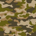 Seamless pattern. Abstract military or hunting camouflage background. Brown, green color. Vector illustration. repeated texture te Royalty Free Stock Photo