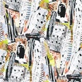 Seamless pattern with abstract pattern. Mixed media and collage Royalty Free Stock Photo