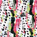 Seamless pattern with abstract pattern. Mixed media and collage Royalty Free Stock Photo