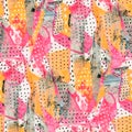 Seamless pattern with abstract pattern. Mixed media and collage Royalty Free Stock Photo