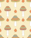 Seamless pattern with abstract mushrooms