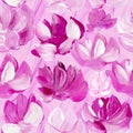 Seamless pattern of abstract painting pink flowers, original hand drawn, impressionism style, color texture, brush strokes of Royalty Free Stock Photo