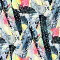 Seamless pattern with abstract pattern. Mixed media and collage Royalty Free Stock Photo