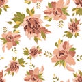 Seamless pattern with abstract peonies in retro style. Floral print for wrapping paper, clothing, wallpaper, tablecloth