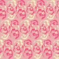 Seamless pattern with abstract pink flowers