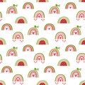 Seamless pattern with abstract rainbow like fruit watermelon, in Scandinavian style.