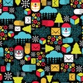 Seamless pattern with abstract Santa.