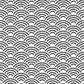 Seamless Pattern Abstract Scales Simple Nature Seamless Pattern With Japanese Wave Circle Pattern Black And White Background. Vect