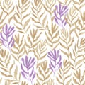 Seamless pattern with abstract sea weed leaves. Vector background for design and fabric