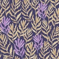 Seamless pattern with abstract sea weed leaves. Vector background for design and fabric