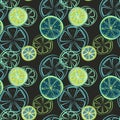 Seamless pattern with abstract slices of lime or other citrus fruits, vector illustration Royalty Free Stock Photo