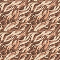 Seamless pattern, abstract smooth wavy lines in beige and brown colors. Summer print, textiles, decor for pastel linen Royalty Free Stock Photo