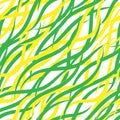 Seamless pattern, abstract smooth wavy lines of yellow and green colors. Summer print, textiles, decor for pastel linen Royalty Free Stock Photo