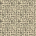 Seamless pattern. Abstract symbols of African tribes. Vector doodles of ancient ethnic traditional symbols