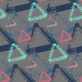 Seamless pattern, abstract triangular background muted color, imitation graffiti vector for textile, wallpaper and wrapping paper