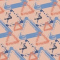 Seamless pattern, abstract triangular background pink blue pastel color, imitation graffiti vector illustration