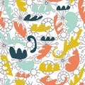 Abstract seamless pattern with unusual shapes.