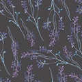 A seamless pattern with the abstract watercolor blue and violet branches Royalty Free Stock Photo