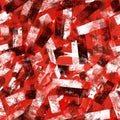 Seamless pattern. Abstraction. Square strokes of red, black and white paint on canvas. Bright aggressive print.