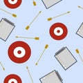 Seamless pattern accomplished goals and objectives. Target hit target. Arrow in the confusion. To-do list. illustration in flat Royalty Free Stock Photo