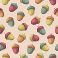 Seamless pattern with acorns