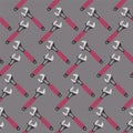 Seamless pattern of adjustable wrenches on a gray background. Vector