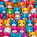 Seamless pattern adorable and playful happy cats in a charming and whimsical design