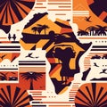 Seamless pattern with african symbols. AI Generated