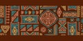 Seamless pattern african tribal motifs, ethnic background vector illustration. afro mexican border design. Aztec batik symbols. Royalty Free Stock Photo