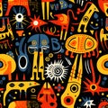 Seamless pattern with african tribal motifs. Vector illustration