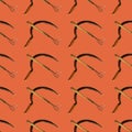 Seamless pattern with sickle,hoe on red background Royalty Free Stock Photo