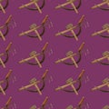 Seamless pattern with agricultural vintage tools on dark purple background