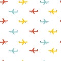 Seamless pattern with airplane. Air transport. Kids print. Vector illustrations