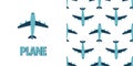 Seamless pattern with airplanes. Print for kids. Vector illustration with hand drawn plane. Flying plane on a white