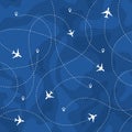 Seamless Pattern Airplanes Routes