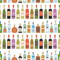 Seamless pattern with alcohol bottles