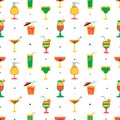 Seamless pattern with alcohol cocktails. Flat cartoon style tile Royalty Free Stock Photo