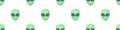 Seamless pattern with Aliens green heads in doodle flat style. Humanoids, visitors, Martians. Vector illustration Royalty Free Stock Photo